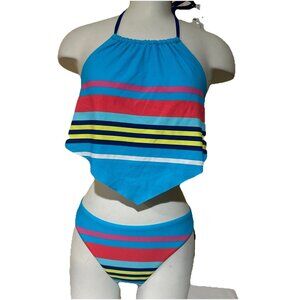 NWT Hobie swimsuit bikini  2pc set Sz Small Multi Color Blue